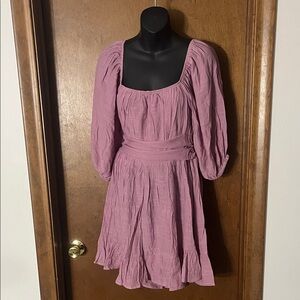 Women’s Lilac Smocked Puff Sleeve Mini Dress Size M